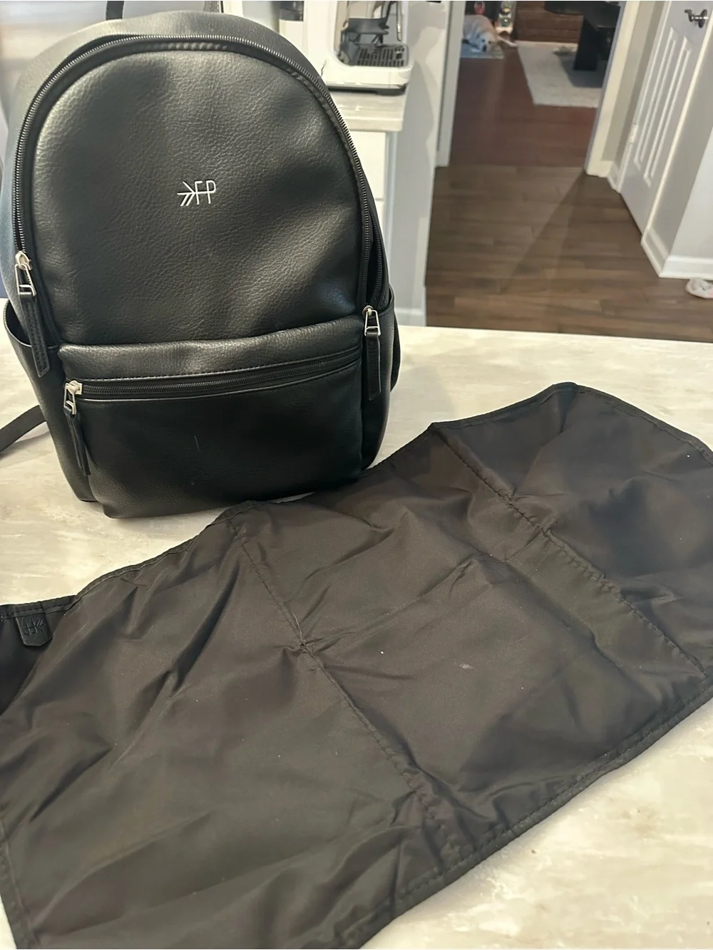 Freshly Picked Black Faux Leather Baby Backpack small